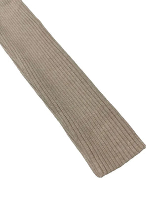 Two-tone ribbon shirring off-square neck ribbed long sleeve knit