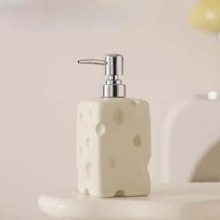 Cheese motif ceramic dispenser refillable bottle