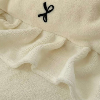 Ribbon pattern frill milk velvet winter duvet cover set 2 sizes