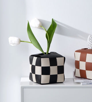 Checkerboard Pattern Braided Cube Tissue Case