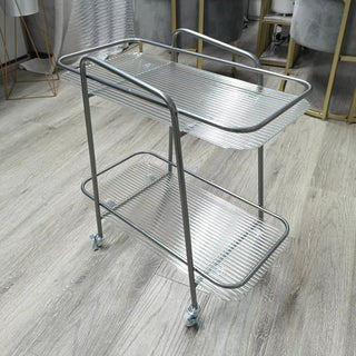 Castered Clear Two-Tier Storage Rack Wagon Side Table