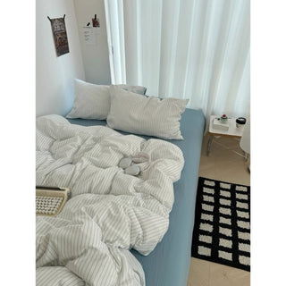 Blue pinstripe pattern duvet cover set bed cover all seasons year-round