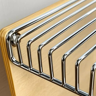 Wood x Stainless Steel Silver Storage Rack Side Table  Magazine Rack Wire Cube