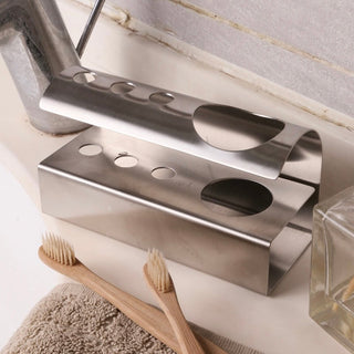 Stainless steel silver simple toothbrush stand
