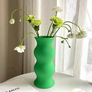 Wavy Matte Color Ceramic Flower Vase