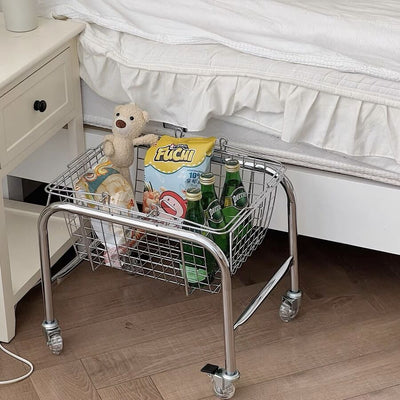 Stainless steel storage basket cart wagon