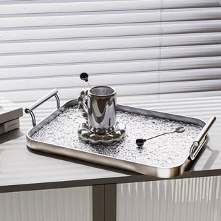 Wavy pattern Clear tray with handle for storage