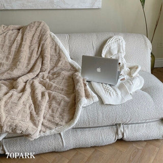 Cable pattern colored fleece blanket