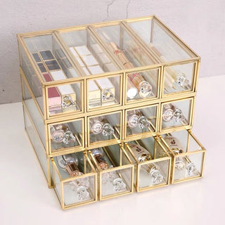 Gold Frame Clear Cosmetic Drawer Storage with 4 Drawers
