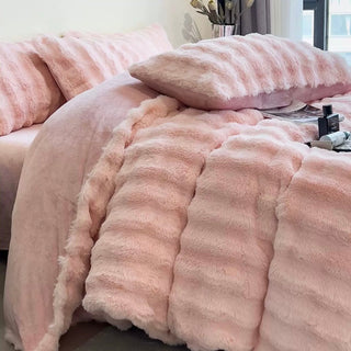 Pink fluffy soft duvet cover set bed cover bedding cover