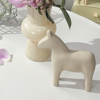 Set of 2  Horse Motif Wood Ornament Figurine
