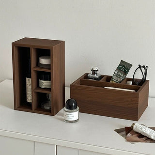 Thimble Wood Divider Rectangular Storage Box Cosmetics Small Item Holder Remote Control Stand