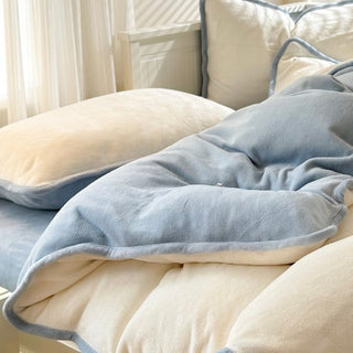 Velvet Two-Tone Solid Color Winter Duvet Cover Set 2 Sizes