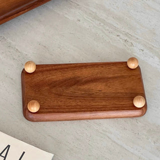 Legged Acacia Wood Rectangular Tray 2 Sizes  Accessory Tray
