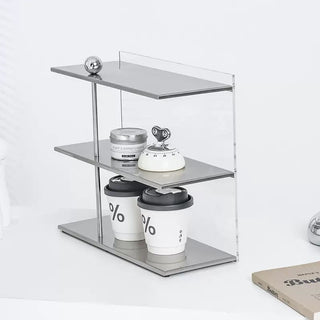 Clear Acrylic Stainless Steel Three-Tier Storage Display Rack   Cosmetic Storage Mug Rack