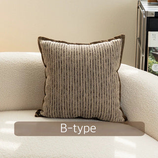 Brown Mix Embroidered Stripe Cushion Cover  45 x 45 cm