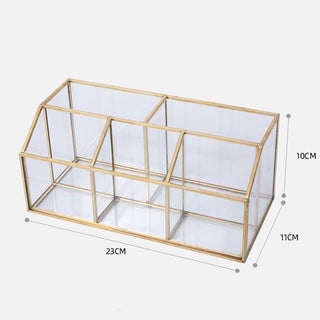 Gold Frame Clear Brush Stand Cosmetic Storage