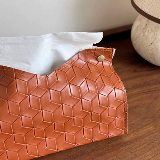 Geometric Pattern Embossed Faux Leather Tissue Case
