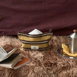 Mixed Border Knit Tissue Case   Hanging Tissue Cover with Stripes