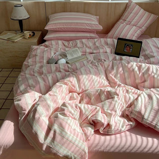Color Multi-stripe Cotton Duvet Cover Set  Bed Cover