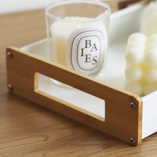 Bamboo Handle Storage Tray Set of 2