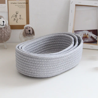 Rope braided storage baskets piece set