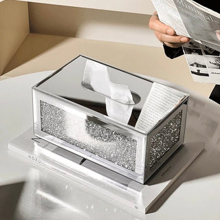 Luxury Glitter Mirror Tissue Case Mirror Silver
