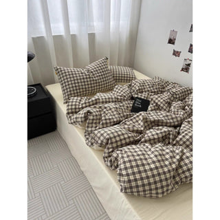 Black and Ivory Check Pattern Duvet Cover Set 2 Sizes  All Seasons