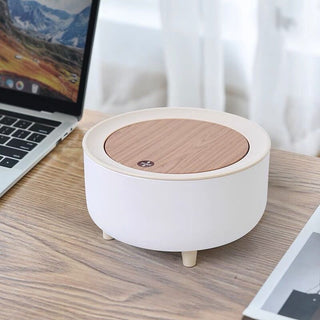 Wood-look x White Desktop Dustbin with Lid