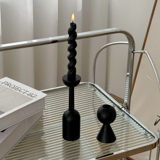 Black Wooden Candle Holder Piece Set