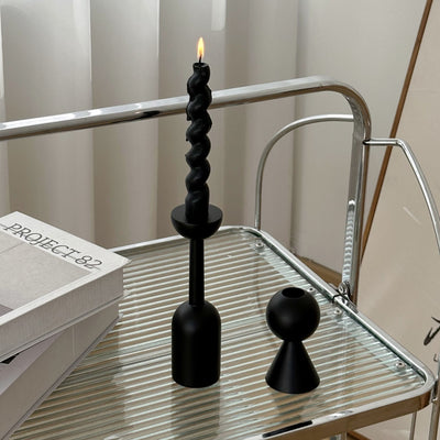 Black Wooden Candle Holder Piece Set