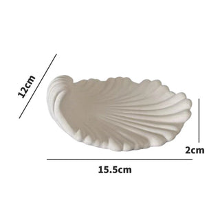 Matte Monotone Shell Motif Ceramic Accessory Tray