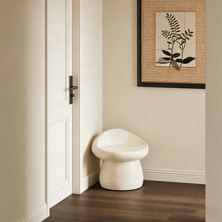 White Mushroom-shaped Compact Stool 35cm High for Entrance