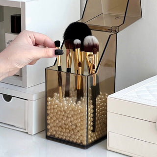 Clear Color Pearl Brush Stand  Storage Box