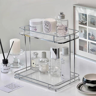 Clear Silver Stripe Pattern Cosmetic Storage Rack