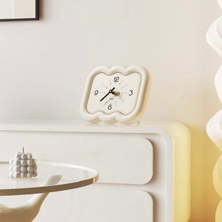 Cream Color Chubby Horizontal Wave Clock Table Clock