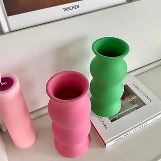Wavy Matte Color Ceramic Flower Vase