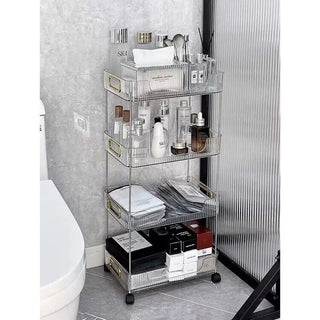 Clear Stripe Pattern Storage Rack Wagon with Casters