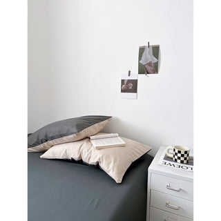 Beige Two-Tone Plain Duvet Cover Set