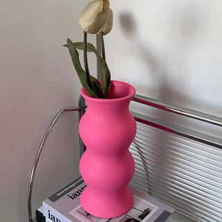 Wavy Matte Color Ceramic Flower Vase