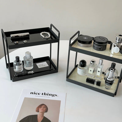 Black Frame Two-Tier Storage Display Rack