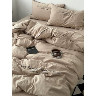 Plain Piping Lettering Duvet Cover Set