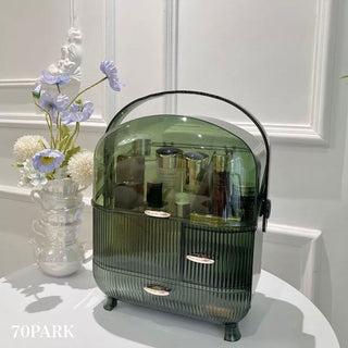 Green Portable Cosmetic Box Makeup Storage