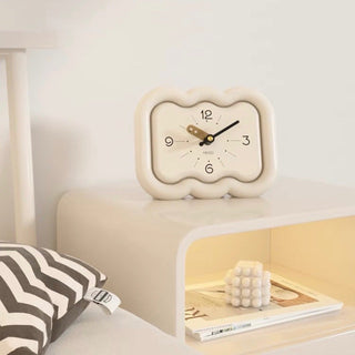 Cream Color Chubby Horizontal Wave Clock Table Clock