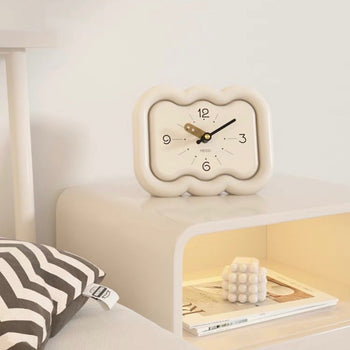 Cream Color Chubby Horizontal Wave Clock Table Clock