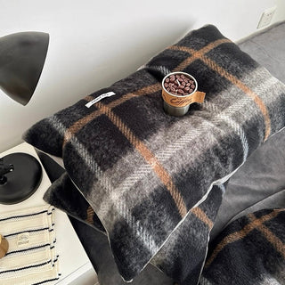 Gray Mix Retro Check Pattern Duvet Cover Set 2 Sizes  Winter Thick Bed Cover Bedding Cover