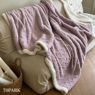 Cable pattern colored fleece blanket