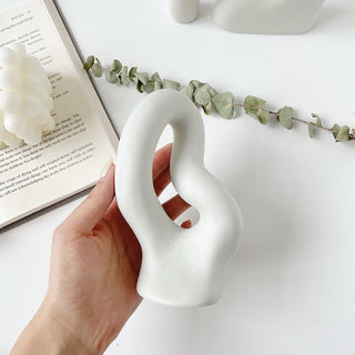 Irregular wave ceramic flower vase
