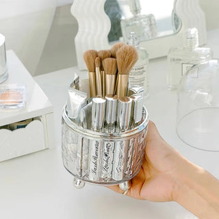 360 Degree Rotating Clear Makeup Brush Stand with Cover   Pen Holder