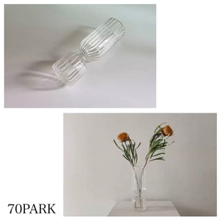 Striped Clear Glass Flower Vase